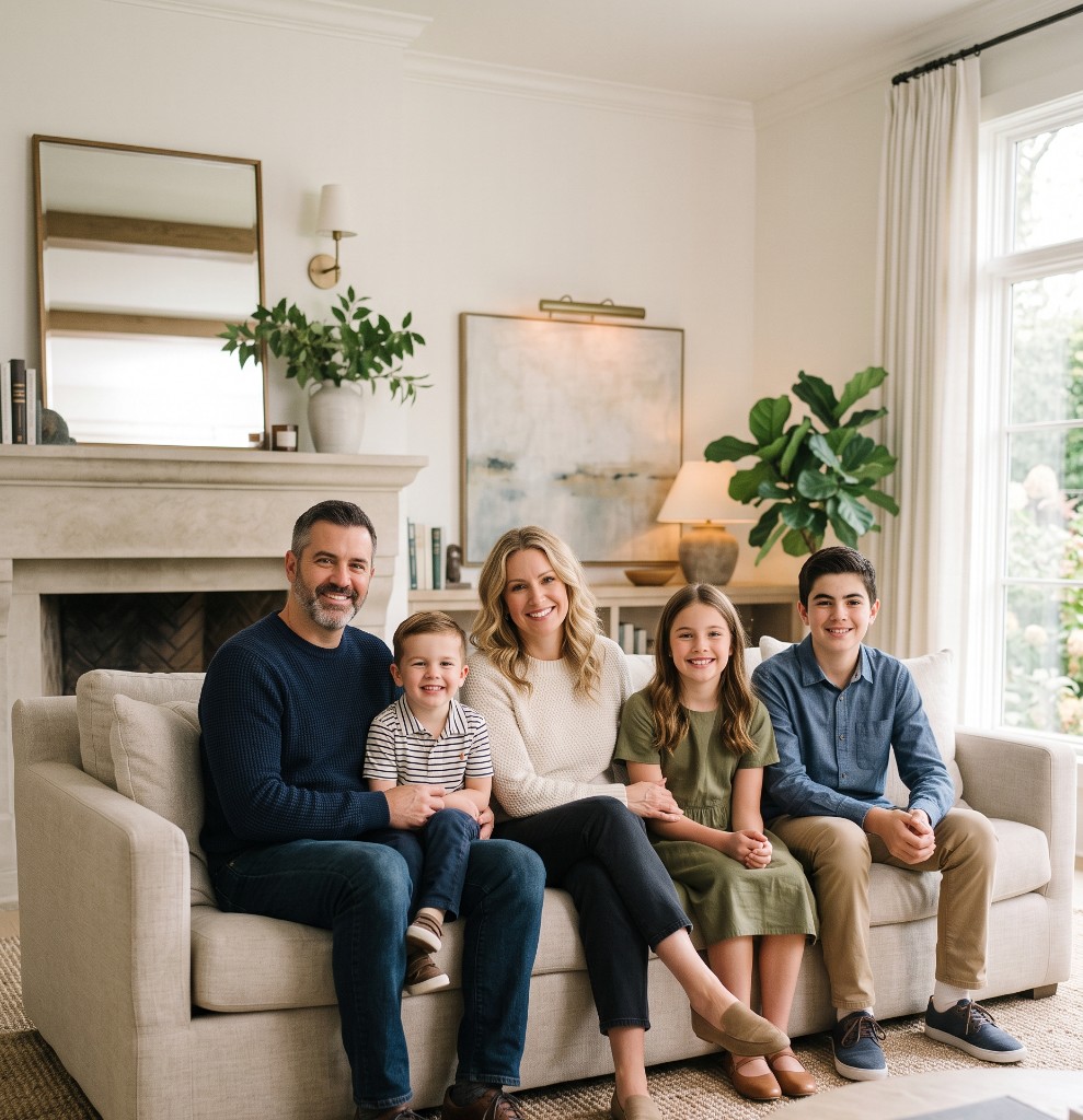 A family planning their financial legacy together at home